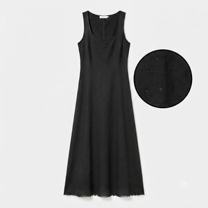 Michael Kors Black Stretch Maxi Dress Sz 10 Side Slit Summer Vacation Resort